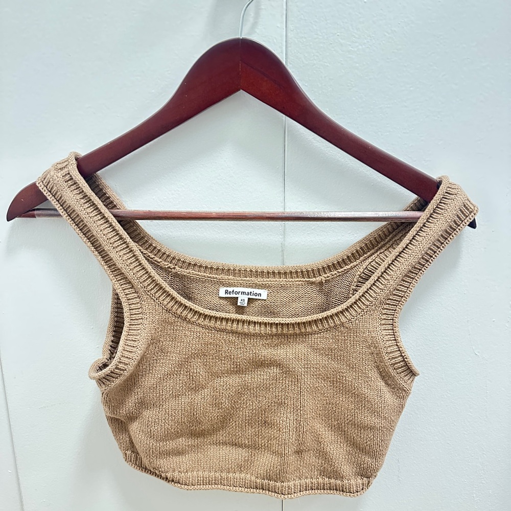 Reformation Women's Tan Knit Top